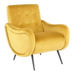 Rafael Yellow Velvet and Black Lounge Chair by Lumisource