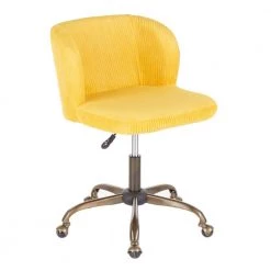 Fran Antique Yellow Corduroy Adjustable Task Chair by Lumisource