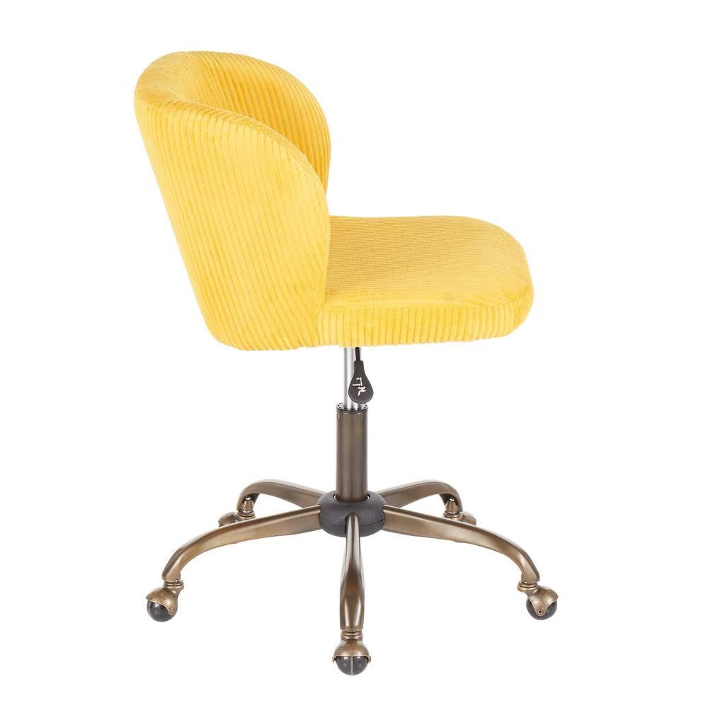 Fran Antique Yellow Corduroy Adjustable Task Chair by Lumisource 4 Fran Antique Yellow Corduroy Adjustable Task Chair by Lumisource - Image 2